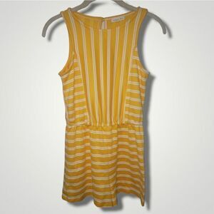 Yellow and white striped copper key girls romper XL Butter Yellow